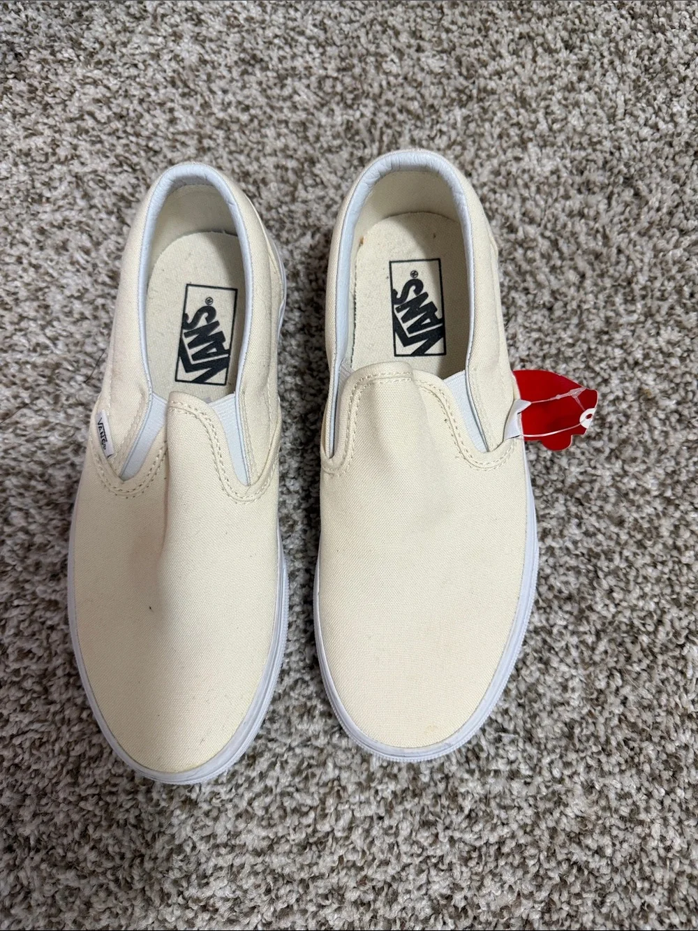 Vans Kids Slip-On Canvas Sneakers - Cream/White